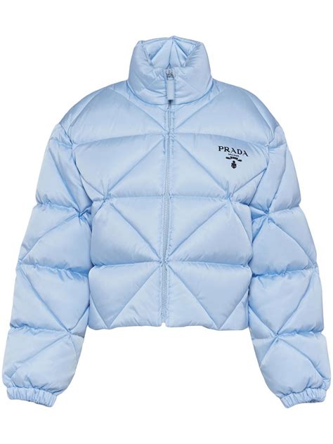 prada jacket blue puffer|prada puffer jacket cropped.